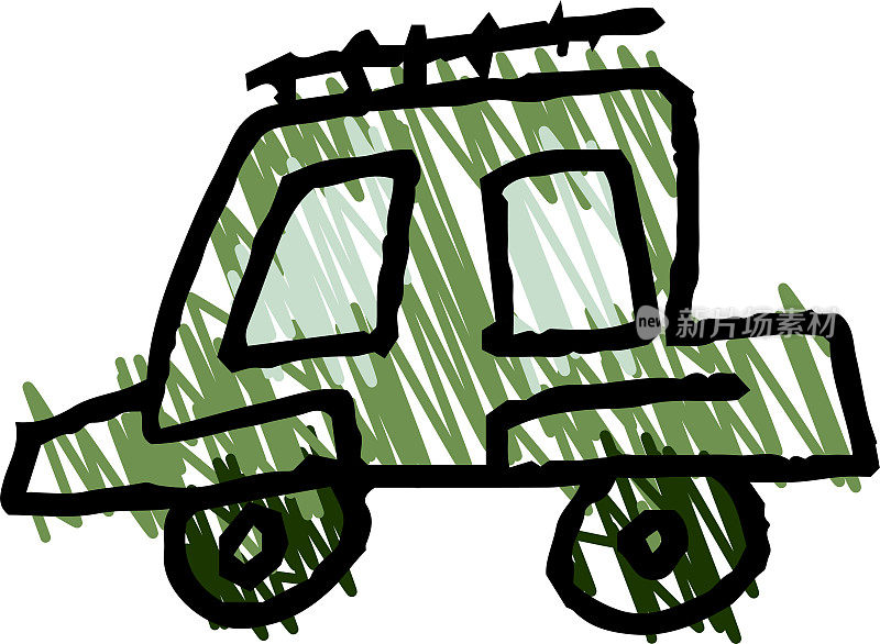 Cute car scribble drawn by a child